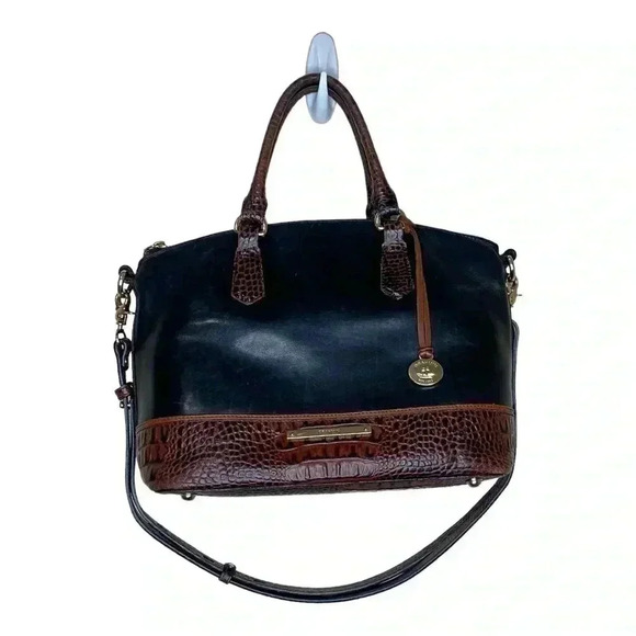 Brahmin Duxbury Leather Brown Croc Embossed Leather Dome Satchel Shoulder bag - Picture 1 of 8